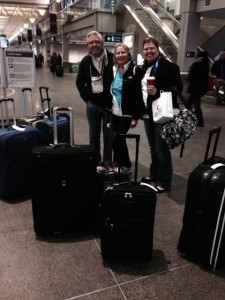 Dr. Norling's brother, John, and dental assistants Diane (center) and Theresa (right) getting ready for the big trip!